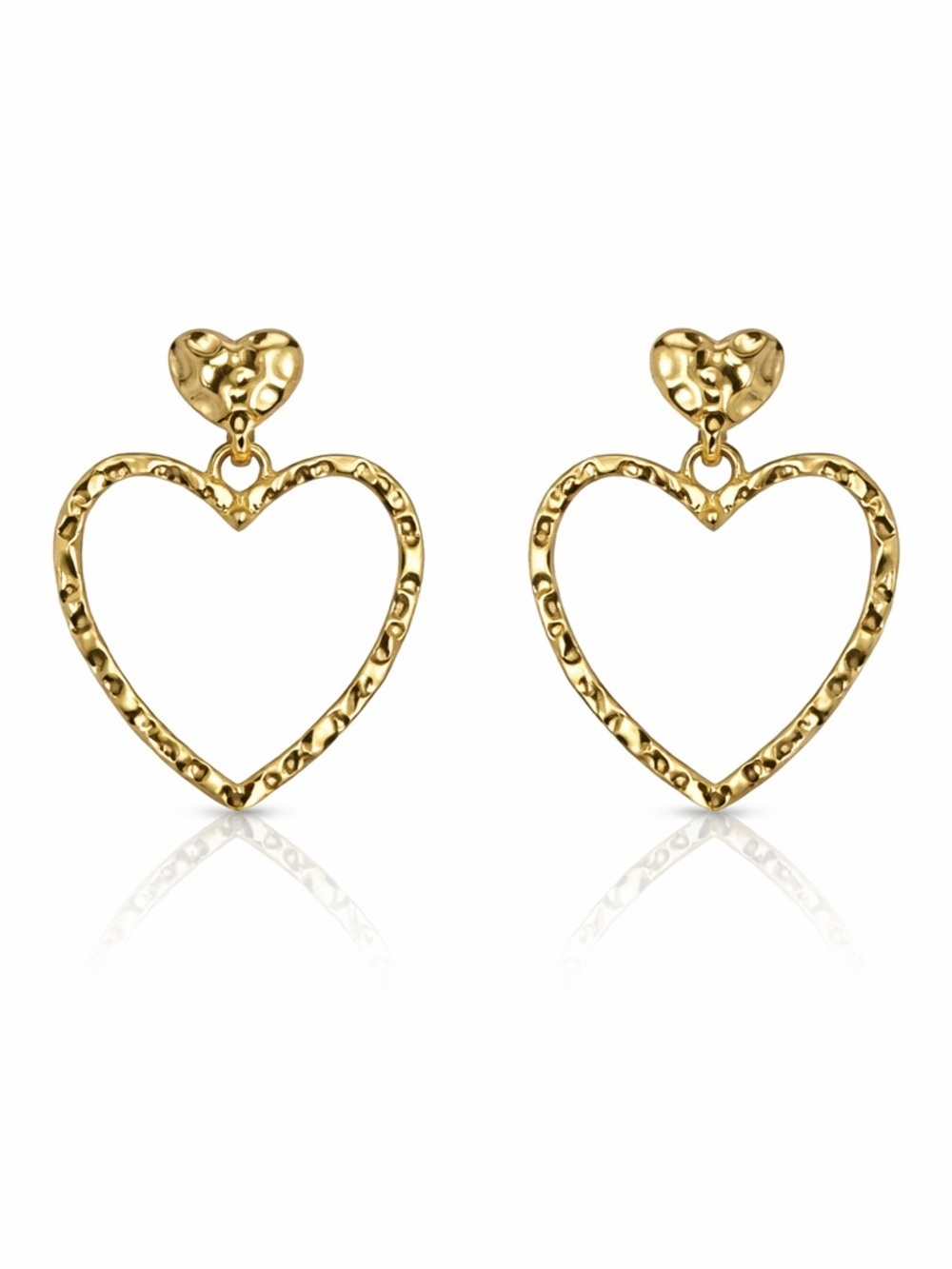 Gold Heart Drop Earrings